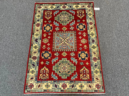 Kazak Red 3X5 Handmade Wool Rug # 12542