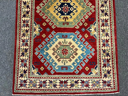 Kazak Red 3X5 Handmade Wool Rug # 12559