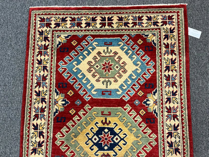 Kazak Red 3X5 Handmade Wool Rug # 12559