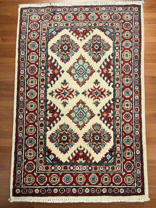 2' X 3' Fine Kazak Handmade Wool Rug # 12645