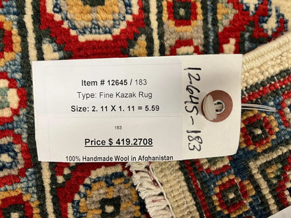 2' X 3' Fine Kazak Handmade Wool Rug # 12645