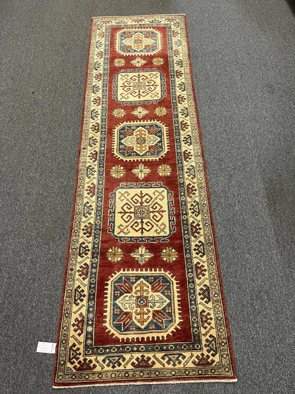 Kazak 2' 9"X10'Handmade Wool Runner Rug # 9913