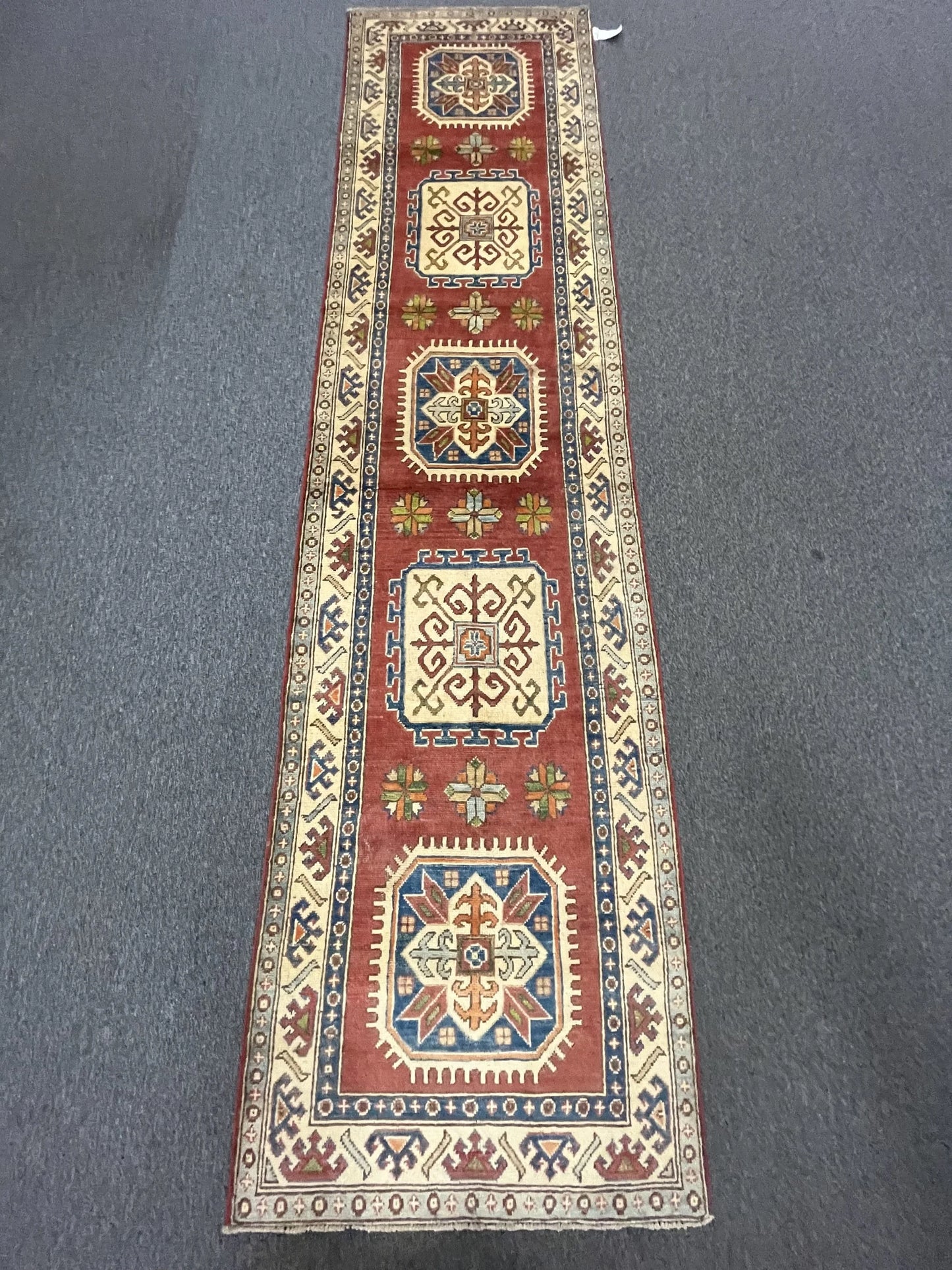 2' 6" X 10' Kazak Handmade Wool Runner Rug # 9934