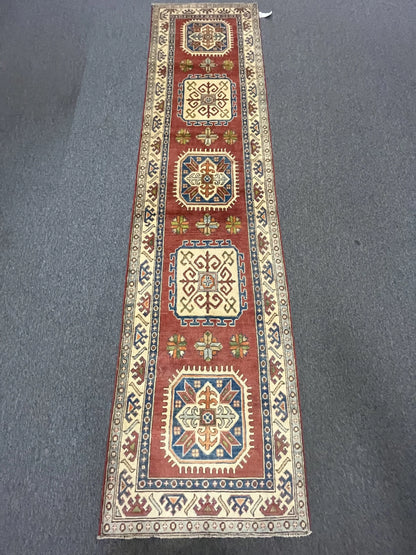 2' 6" X 10' Kazak Handmade Wool Runner Rug # 9934