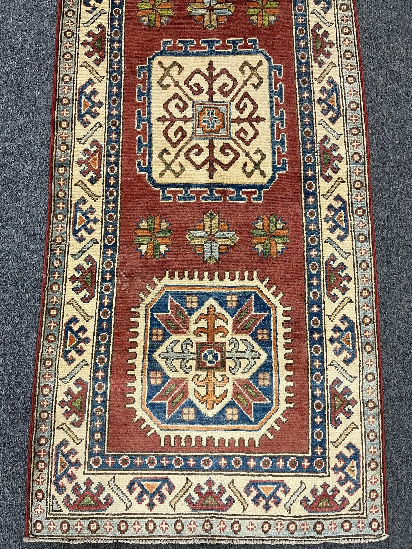 2' 6" X 10' Kazak Handmade Wool Runner Rug # 9934