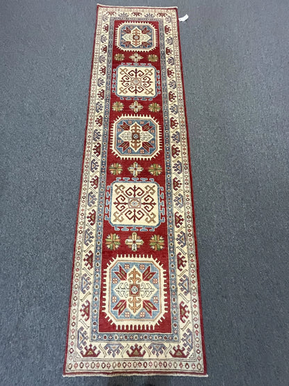 Kazak Tribal 2' 7"X10' Handmade Wool Runner Rug # 9949