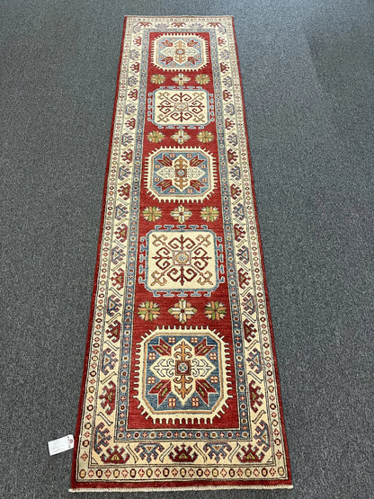 Kazak Tribal 2' 7"X10' Handmade Wool Runner Rug # 9949
