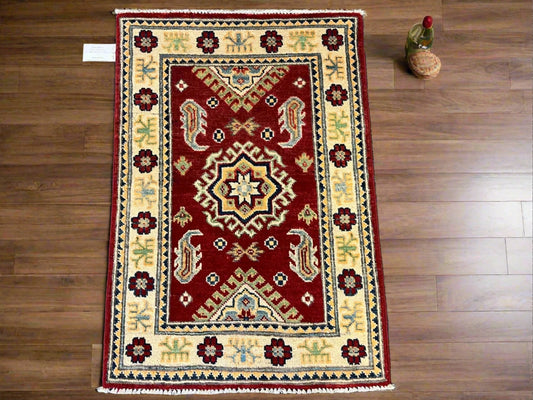 2' X 3' Fine Kazak Handmade Wool Rug # 12649