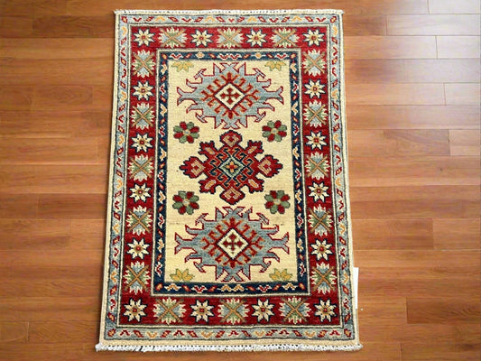2' X 3' Fine Kazak Handmade Wool Rug # 12643