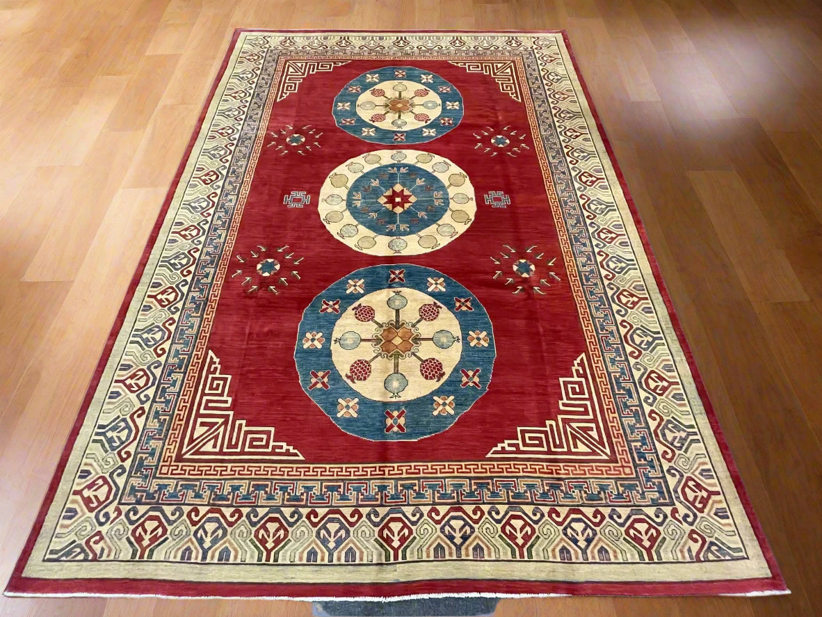 Red/Orange 9X12 Kazak Handmade Wool Rug # 10161