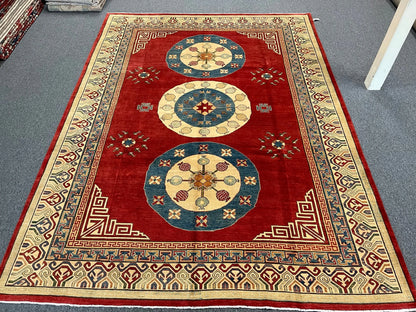 Red/Orange 9X12 Kazak Handmade Wool Rug # 10161