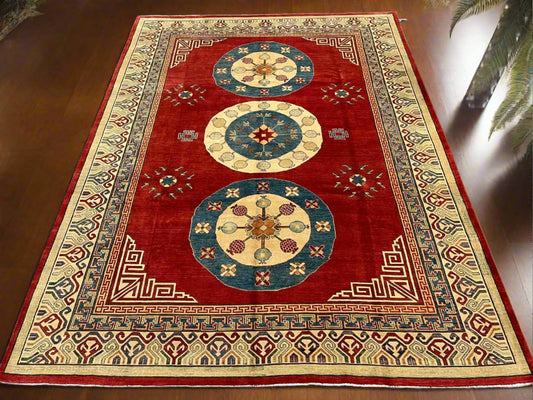 Red/Orange 9X12 Kazak Handmade Wool Rug # 10161