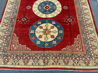 Red/Orange 9X12 Kazak Handmade Wool Rug # 10161