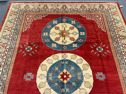 Red/Orange 9X12 Kazak Handmade Wool Rug # 10161