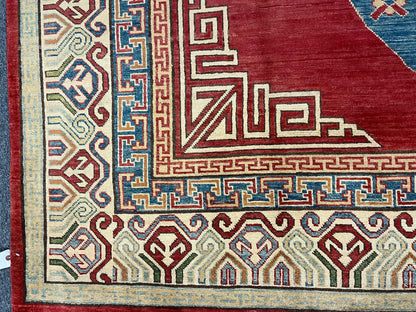 Red/Orange 9X12 Kazak Handmade Wool Rug # 10161