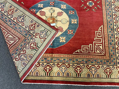 Red/Orange 9X12 Kazak Handmade Wool Rug # 10161