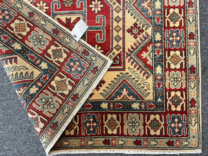 Kazak Multicolor 4X6 Handmade Wool Rug # 10395