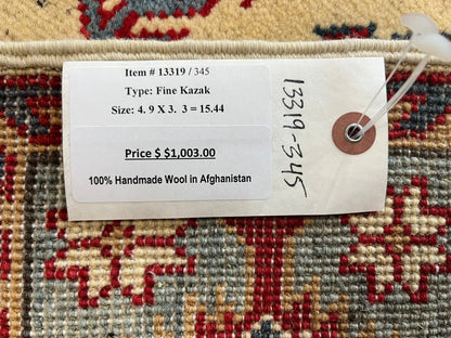 Kazak Geometric 3X5 Handmade Wool Rug # 13319