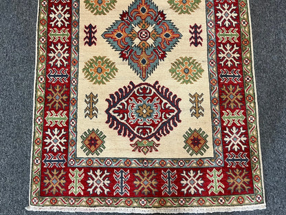 Kazak Geometric 3X5 Handmade Wool Rug # 13323