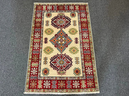 Kazak Geometric 3X5 Handmade Wool Rug # 13323