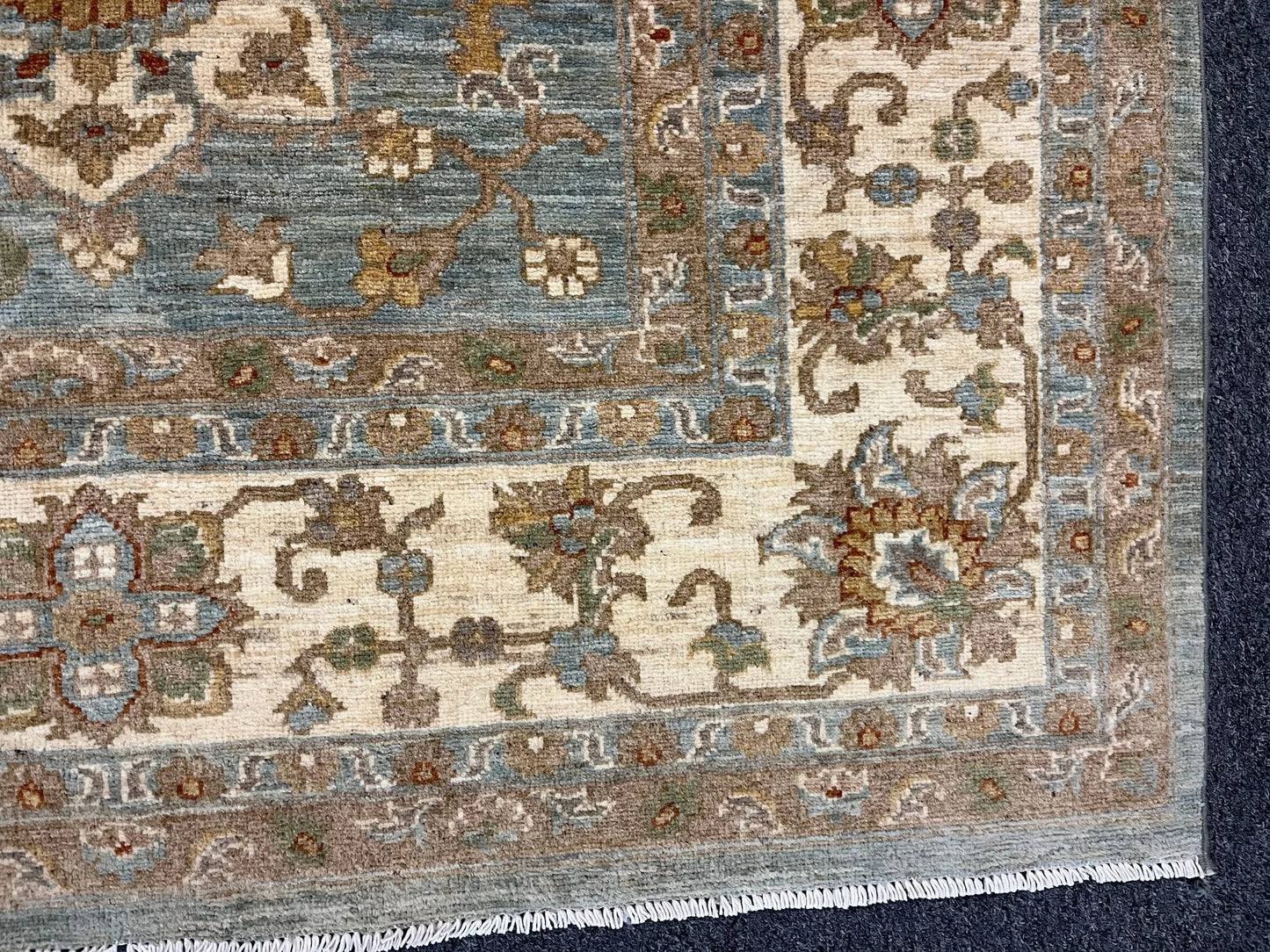 8X10 Oushak Chobi Light Blue/Ivory Handmade Wool Rug # 13359