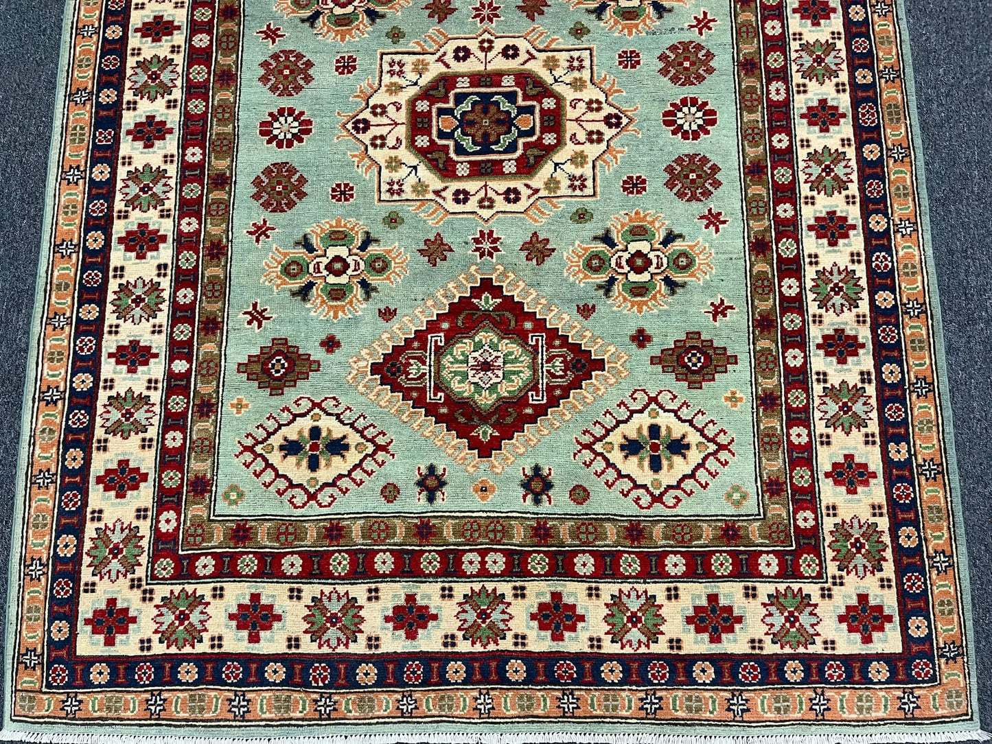 Kazak Light Blue 5X7 Handmade Wool Rug # 13312