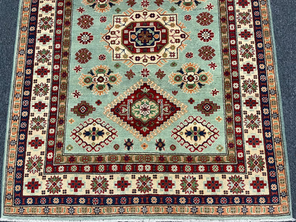 Kazak Light Blue 5X7 Handmade Wool Rug # 13312