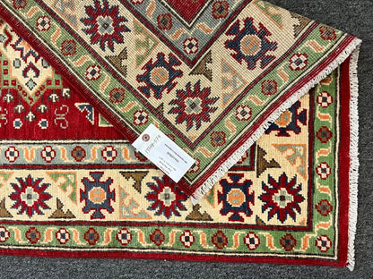 Geometric Kazak Multicolor 3X4 Handmade Wool Rug # 13348