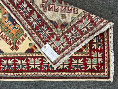 Geometric Kazak Multicolor 3X4 Handmade Wool Rug # 13355