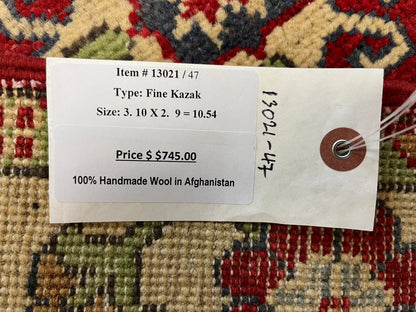 3X4 Red Kazak Handmade Wool Rug # 13021