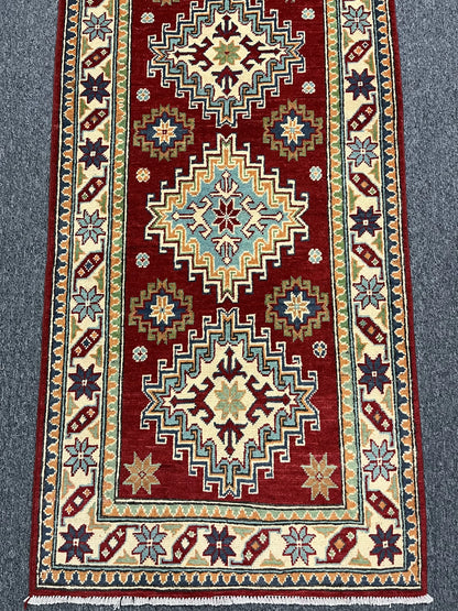 Kazak Tribal 2' 9"X10 Handmade Wool Runner Rug # 13329