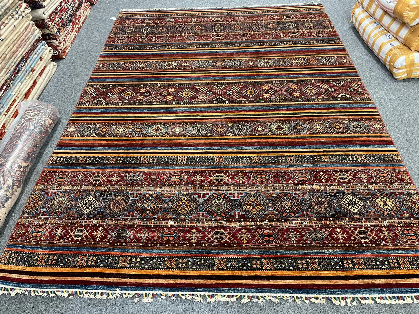 Khorjin Multicolor 9X12 Handmade Wool Rug # 13452