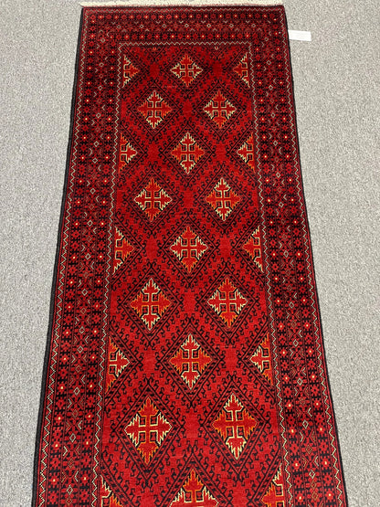 3X10 Tribal Turkmen Handmade Wool Hallway Runner # 13476