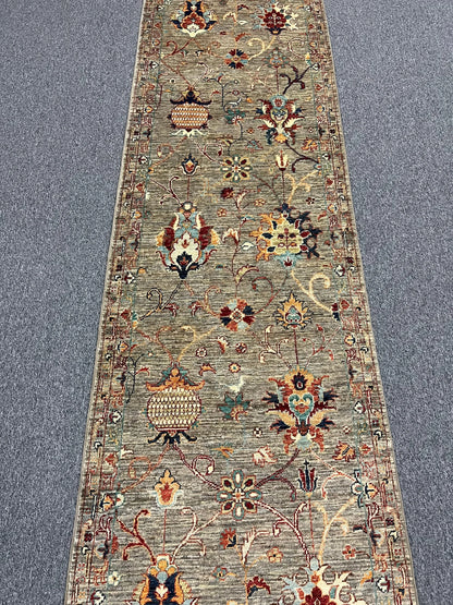 Gray Runner 2' 9"X27'  Mahal Handmade Wool Rug # 13471