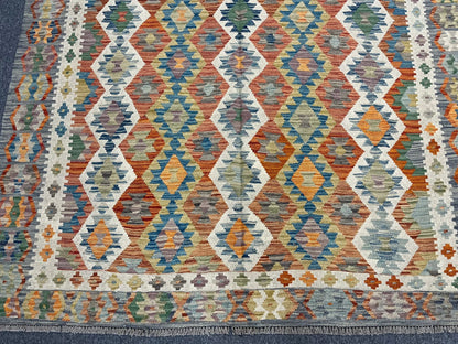 Kilim 6X9 Flatweave Reversible Multicolor Wool Rug # 13565