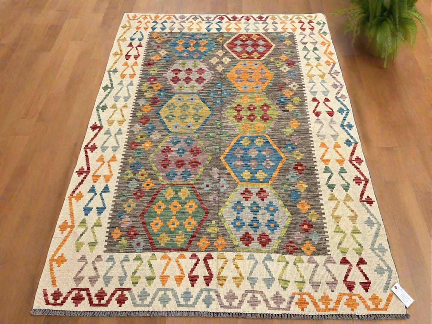 Kilim 6X8 Flatweave Reversible Multicolor Wool Rug # 13551