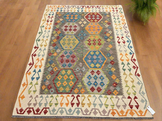 Kilim 6X8 Flatweave Reversible Multicolor Wool Rug # 13551