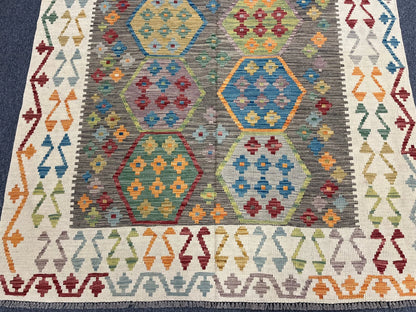 Kilim 6X8 Flatweave Reversible Multicolor Wool Rug # 13551