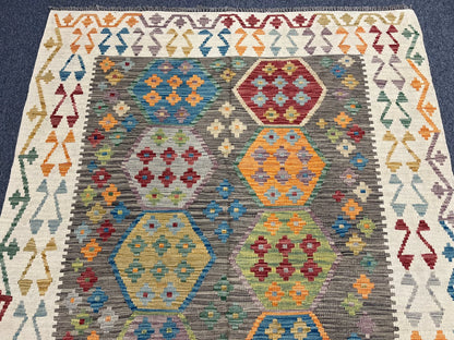 Kilim 6X8 Flatweave Reversible Multicolor Wool Rug # 13551