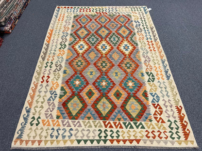 Kilim 6X9 Flatweave Reversible Multicolor Wool Rug # 13553