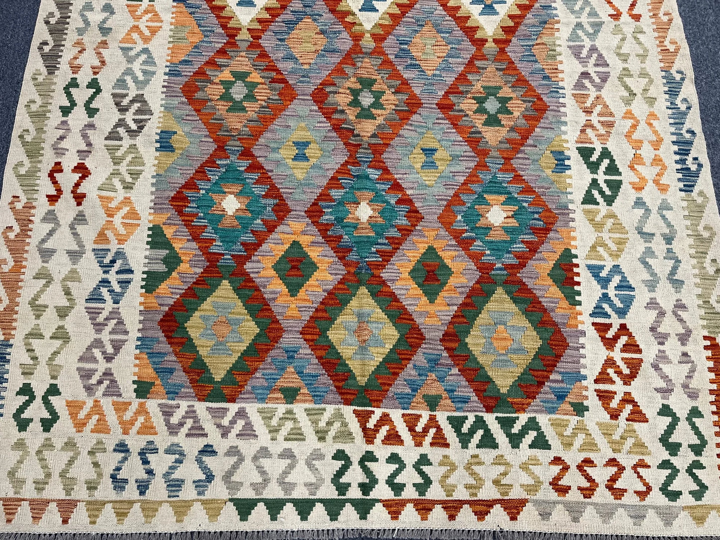 Kilim 6X9 Flatweave Reversible Multicolor Wool Rug # 13553