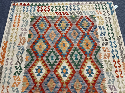 Kilim 6X9 Flatweave Reversible Multicolor Wool Rug # 13553
