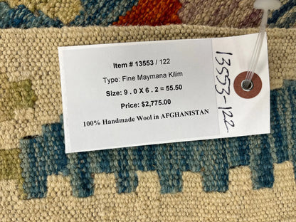 Kilim 6X9 Flatweave Reversible Multicolor Wool Rug # 13553