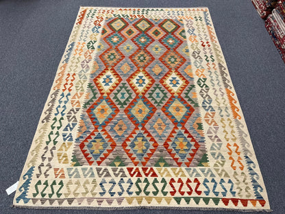 Kilim 6X9 Flatweave Reversible Multicolor Wool Rug # 13553