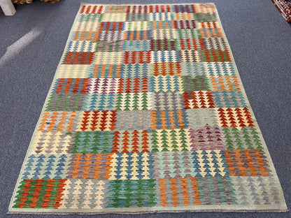 Kilim Flatweave 7X10 Reversible Multicolor Wool Rug # 13574