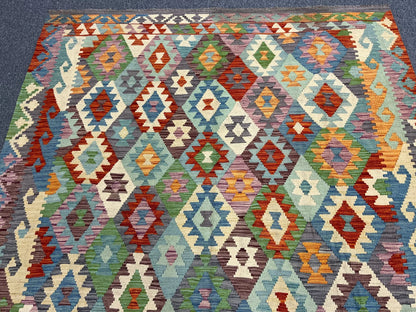 Kilim Flatweave 7X10 Reversible Multicolor Wool Rug # 13573