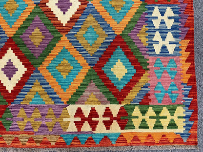 Flatweave 7X10 Kilim Reversible Multicolor Wool Rug # 13569
