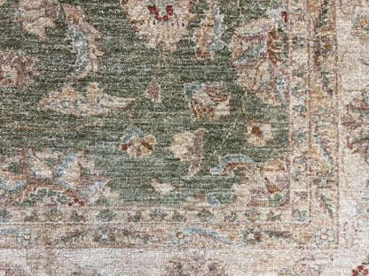Chobi Soft Green 9X12 Handmade Wool Rug # 13575