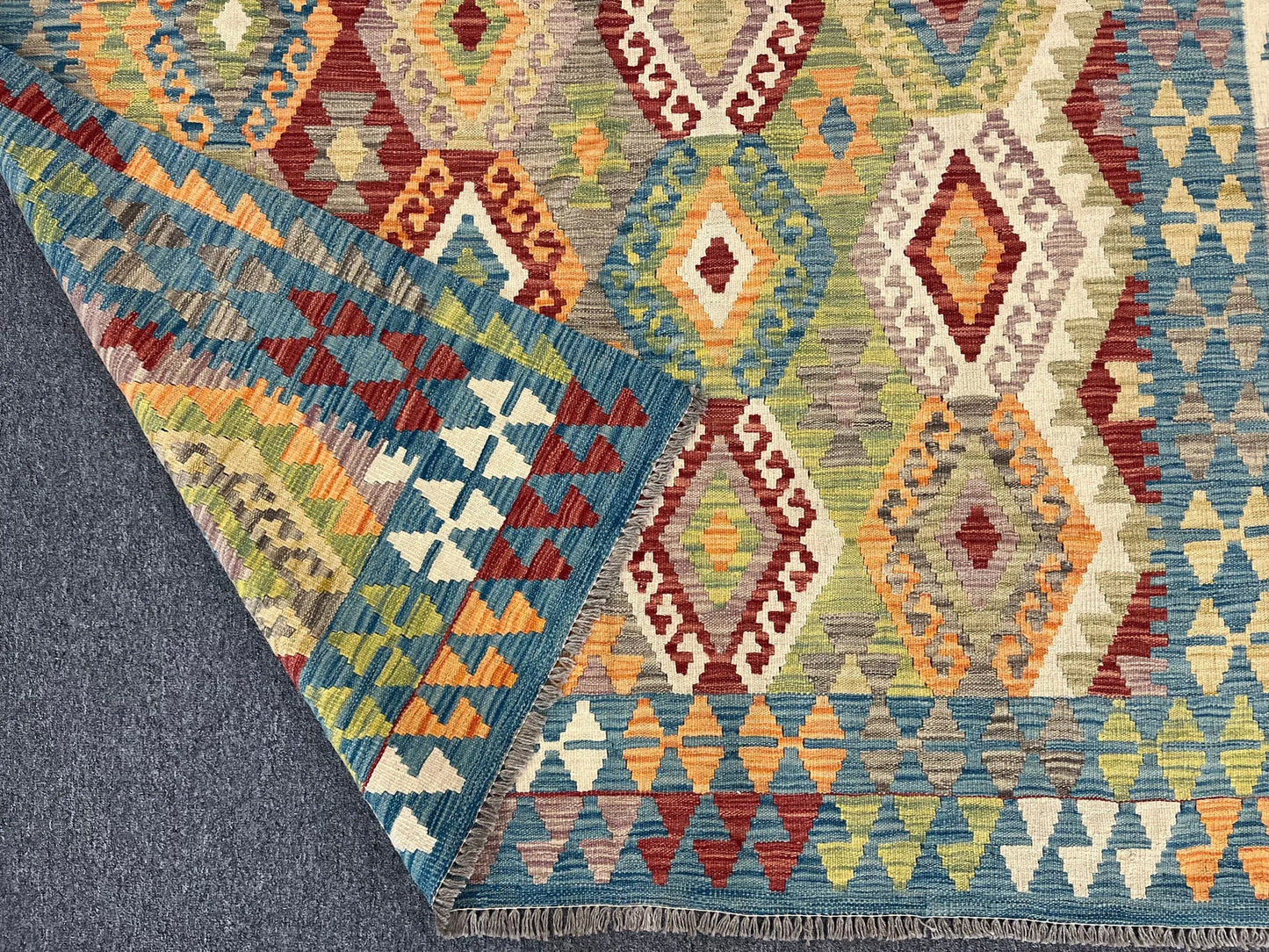 Kilim 6X8 Flatweave Reversible Multicolor Wool Rug # 13560