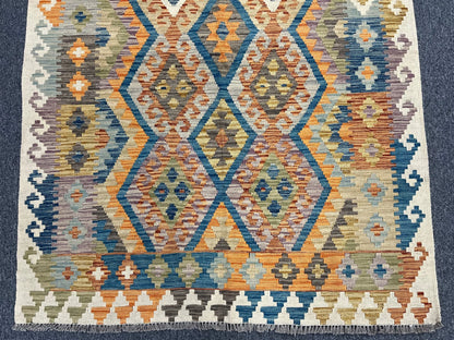 Kilim 4X6 Flat Weave Reversible Multicolor Wool Rug # 13502
